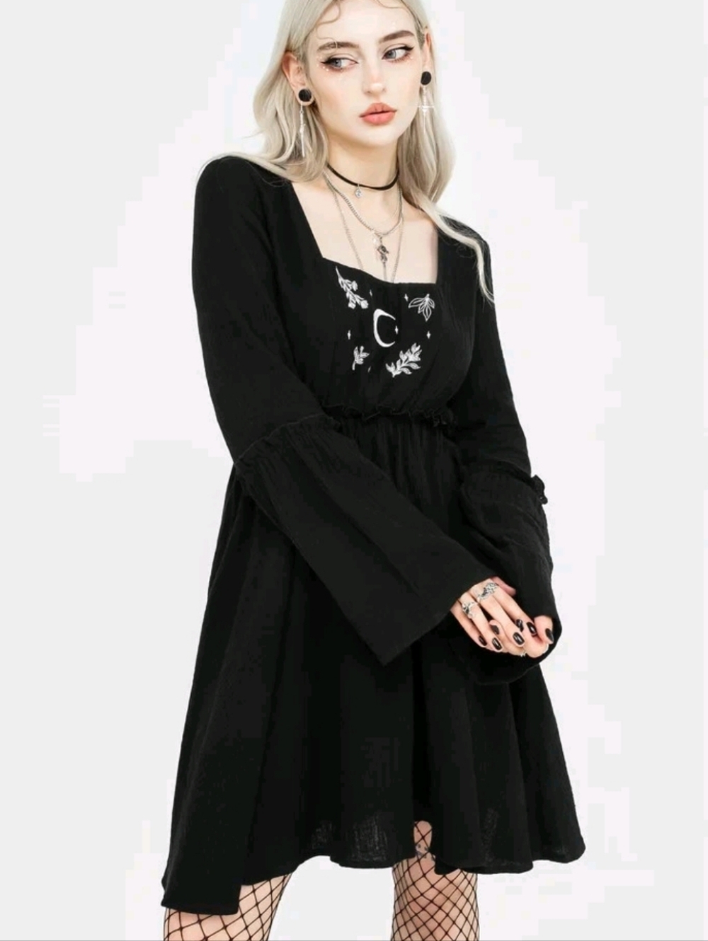 Disturbia Aradia Gauze Mini Dress US 16 Black Witchy Goth Dark Fairy
